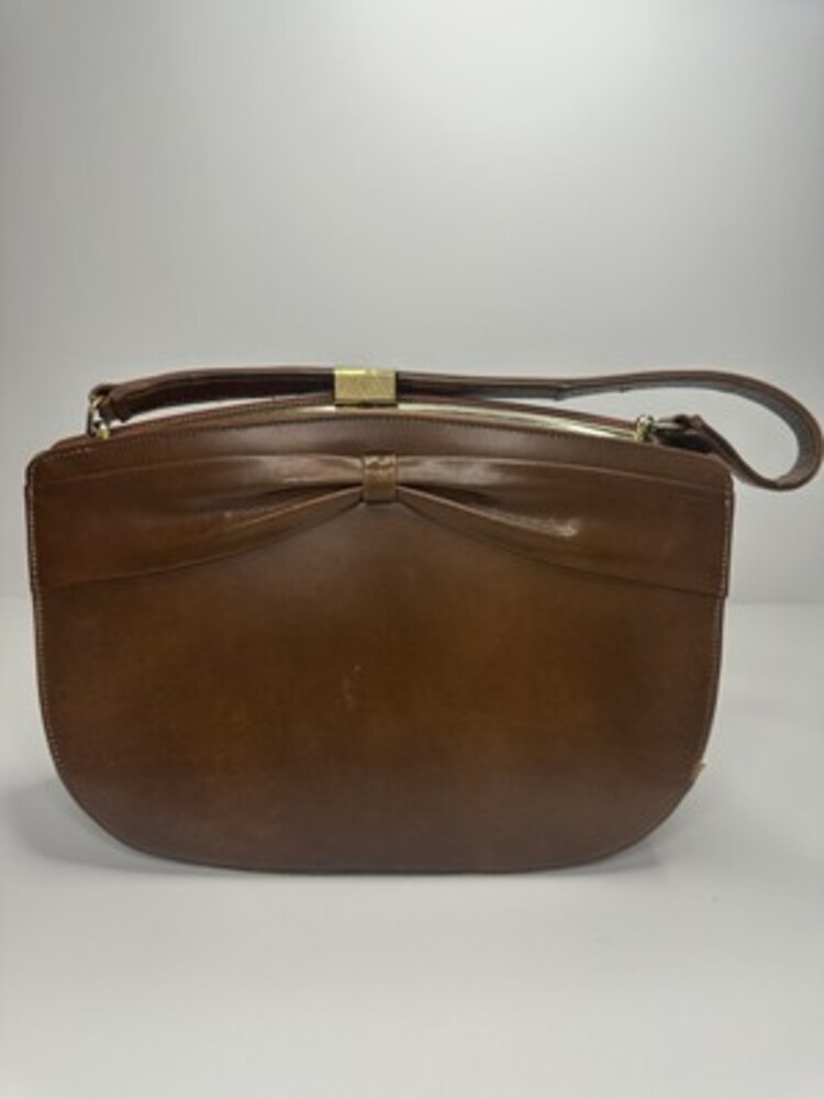 Vintage 1950s Leon of California Brown  Clutch Purse with Elegant Bow Accen